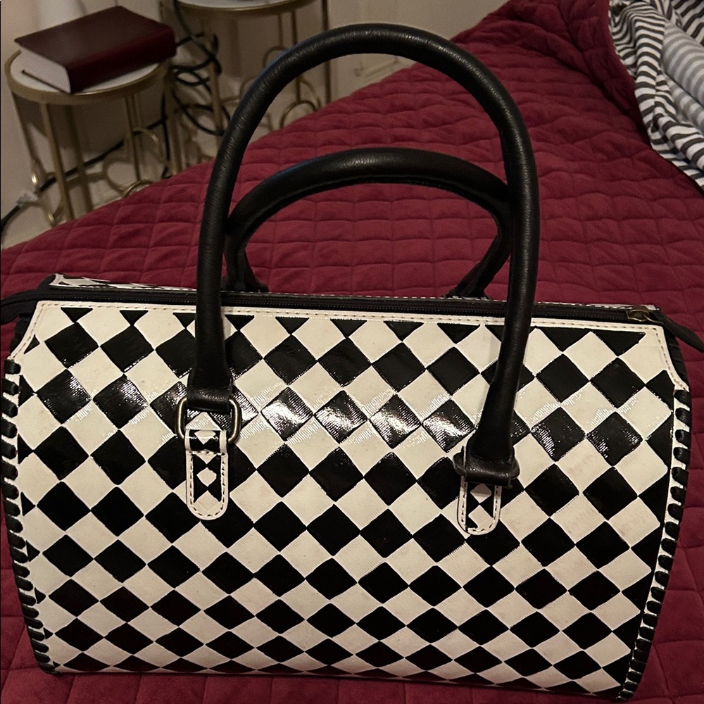 Western B&W Checkered Satchel